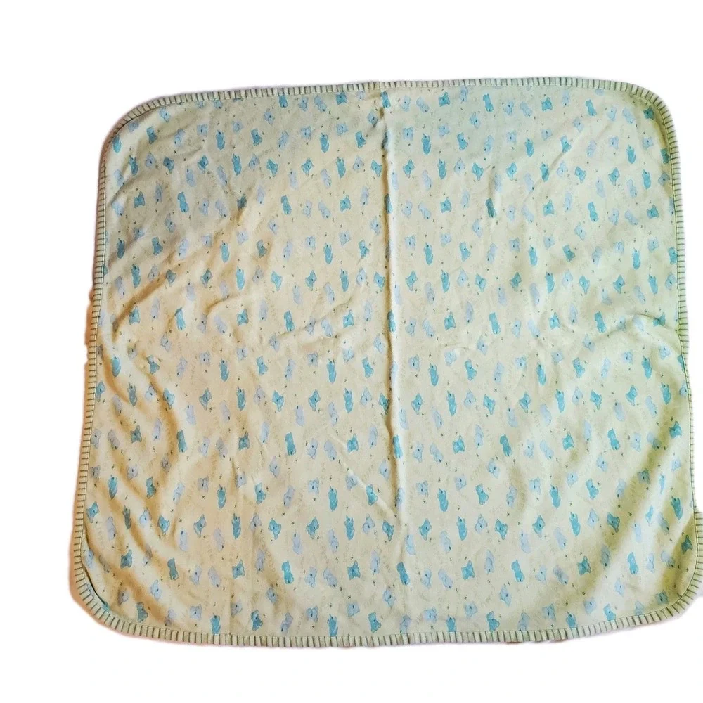 Vibtage Carters Green Blue Baby Blanket Bear Stripes‎